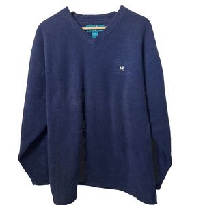 Big Dogs Pullover Fleece V Neck Blue Embroidered Sporty Warm Casual Lounge L